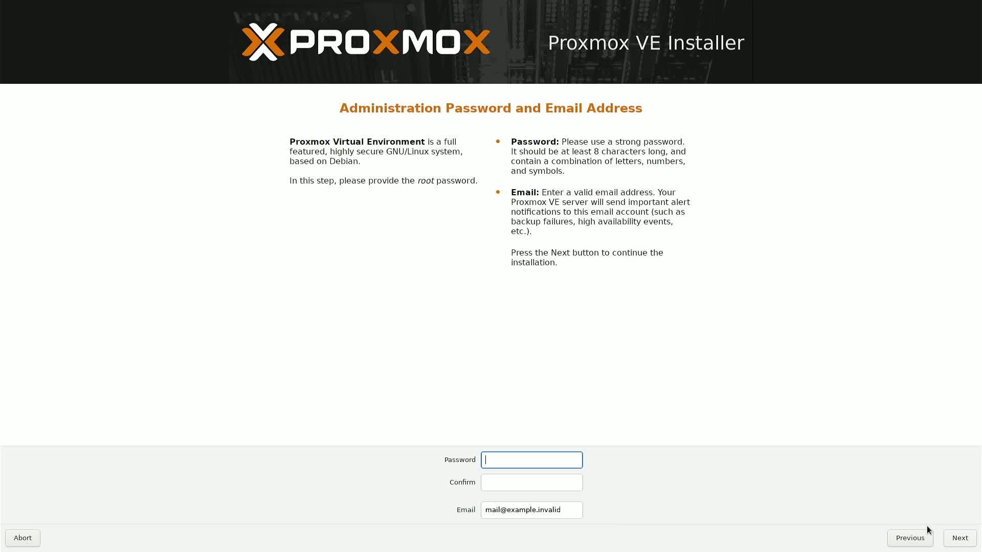 proxmox 설치 비밀번호 설정