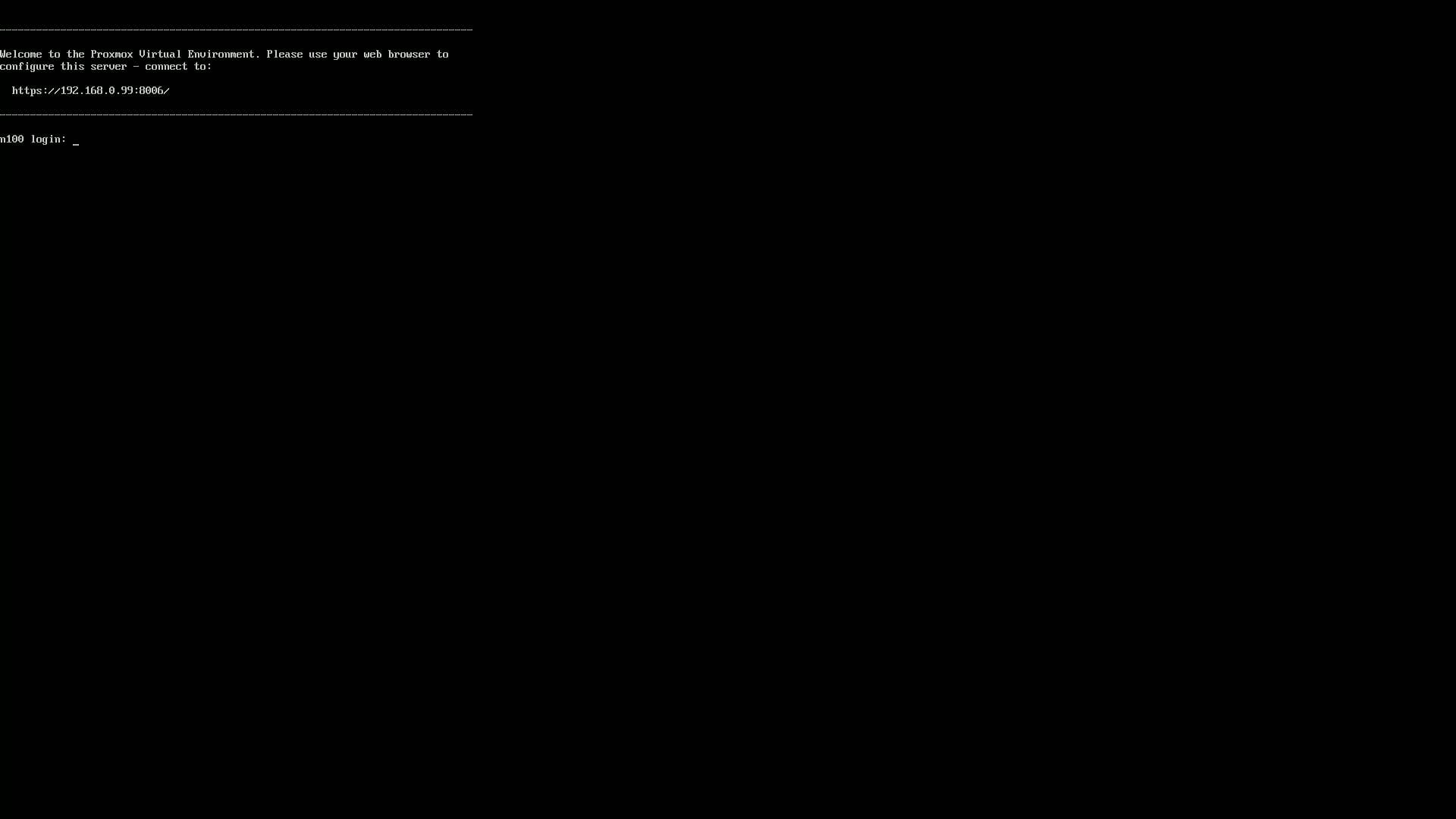 proxmox 설치 부팅 후 화면