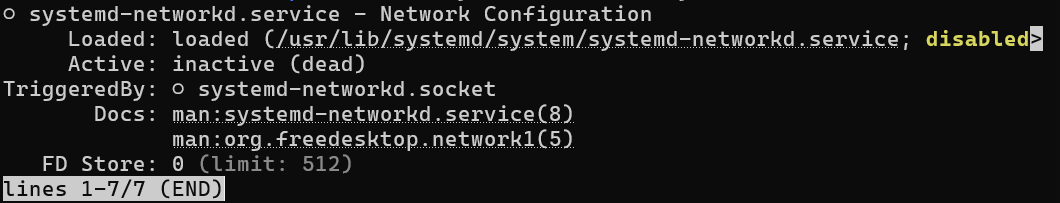 sudo systemctl status systemd-networkd